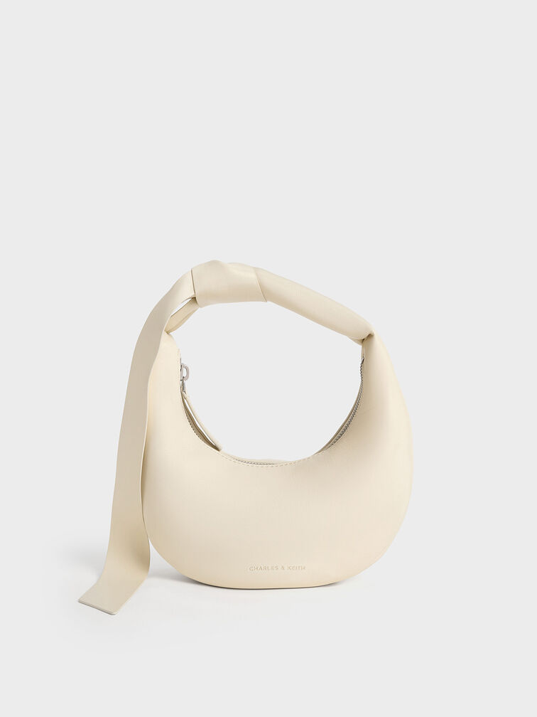 Micro Toni Knotted Crescent Hobo Bag, Chalk, hi-res
