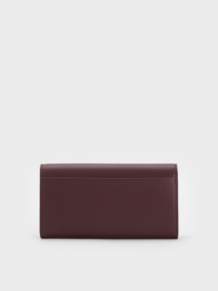Briony Curved Flap Long Wallet, Wineberry Red, hi-res