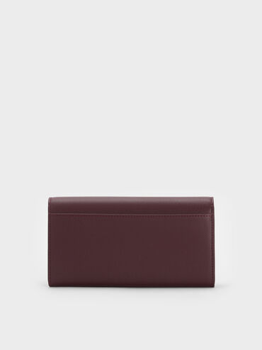กระเป๋าสตางค์ใบยาวดีไซน์ที่ปิดด้านหน้าทรงโค้งรุ่น Briony, Wineberry Red, hi-res