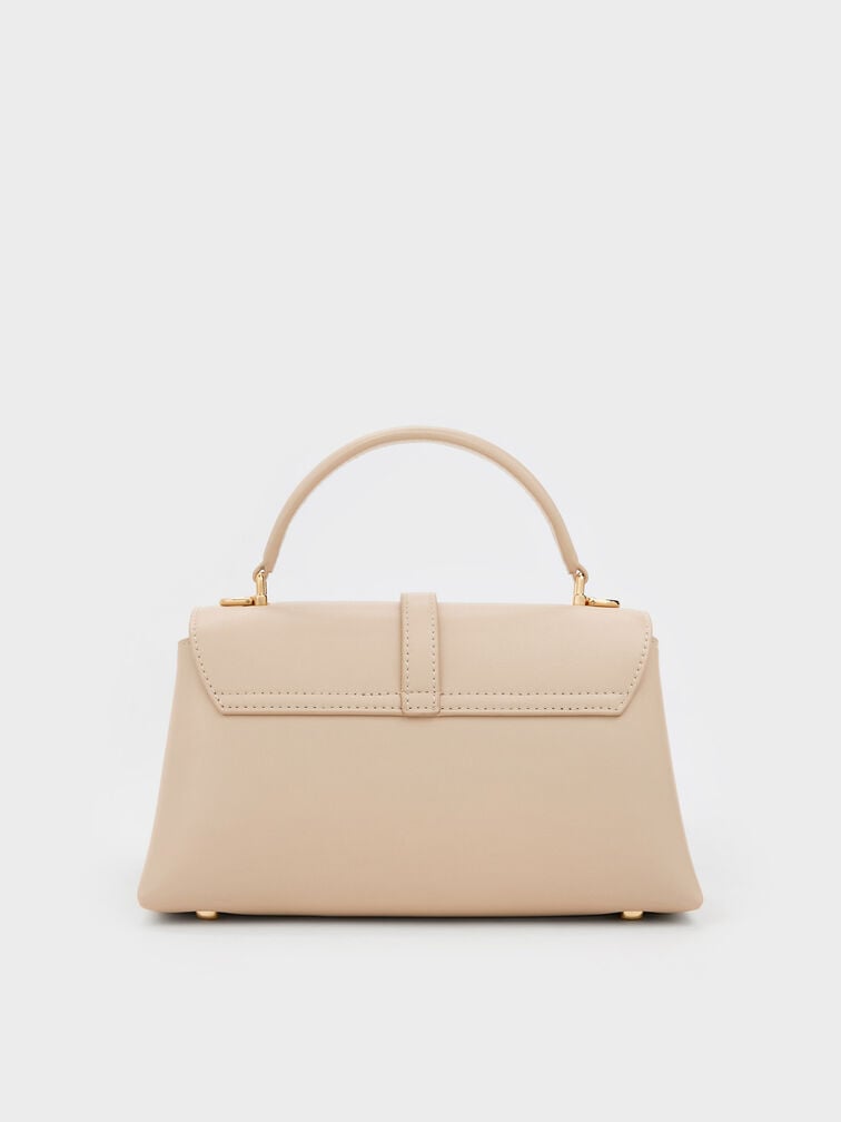 กระเป๋าถือดีไซน์สายโซ่ตกแต่งหัวเข็มขัดเมทัลลิครุ่น Adalyn, สีดัสเต็ดโอ๊ต, hi-res