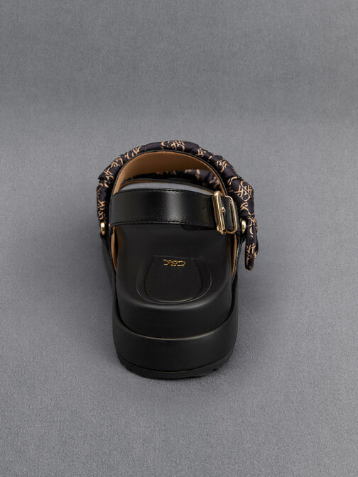 Leather Ruched-Strap Sandals, , hi-res