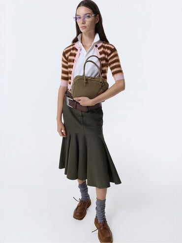 รองเท้าโบ๊ทชูส์พื้นหยักแบบผูกเชือก, สีคอนยัค, hi-res