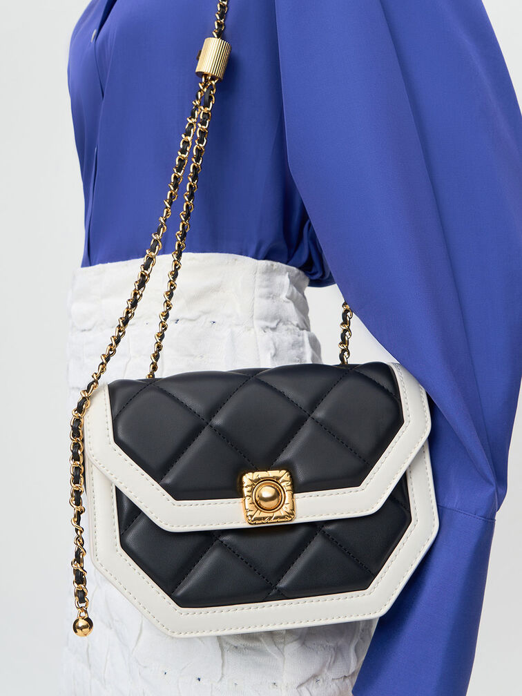 Avis Two-Tone Geometric Shoulder Bag, , hi-res