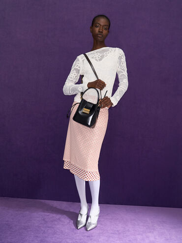Charlot Elongated Bucket Bag, Black, hi-res