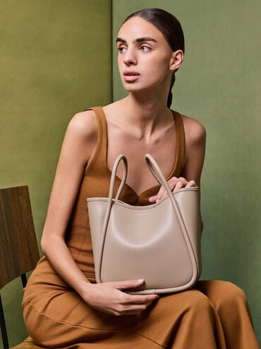 กระเป๋าโท้ทขนาดมินิดีไซน์ขอบรุ่น Lyla, สีโทป, hi-res