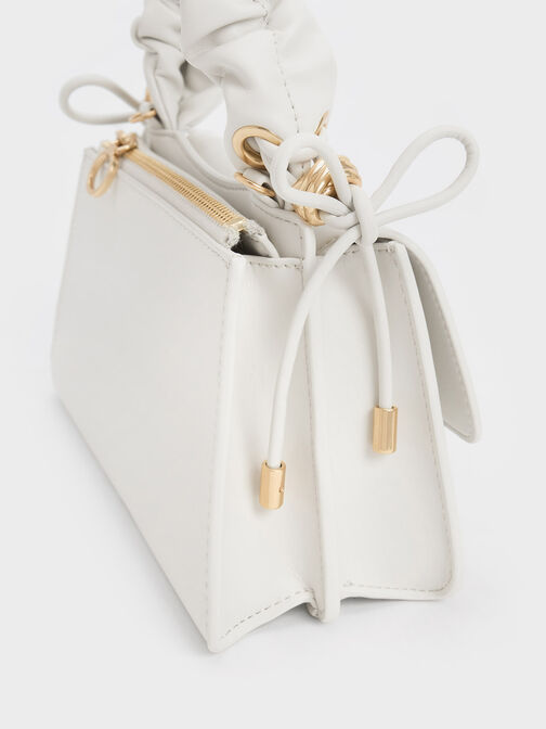 Cosette Ruched Handle Trapeze Bag, สีขาว, hi-res