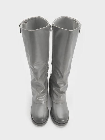 Louise Burnished Knee-High Boots, Light Grey, hi-res