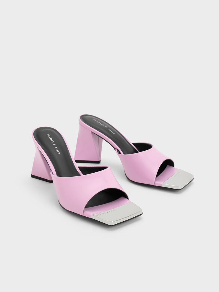 Metallic Cap Sculptural Heel Mules, , hi-res
