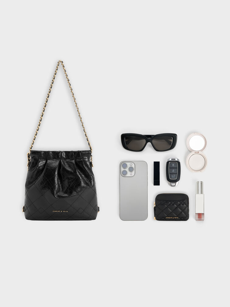 กระเป๋าเป้สองฟังก์ชันดีไซน์สายโซ่รุ่น Duo, สีดำ, hi-res