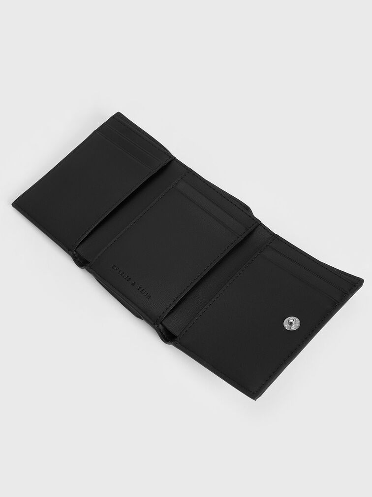 Nasrin Geometric Wallet, สีดำอะไหล่สีเงิน, hi-res