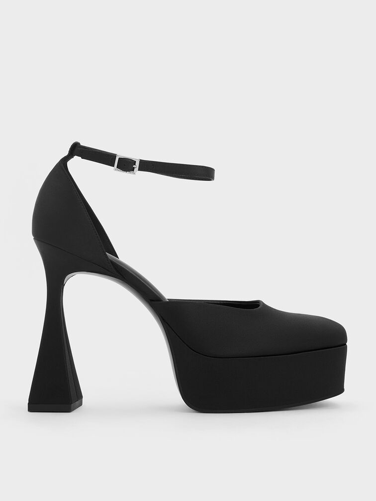 Recycled Polyester Flare Heel D'Orsay Pumps, , hi-res
