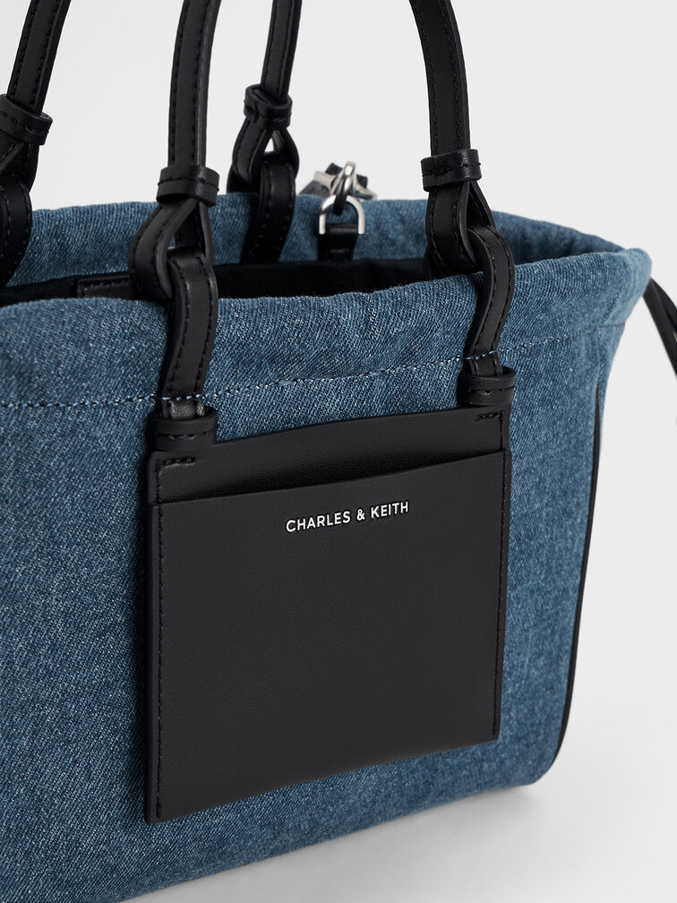 Babylon Denim Drawstring Tote Bag, Denim Blue, hi-res