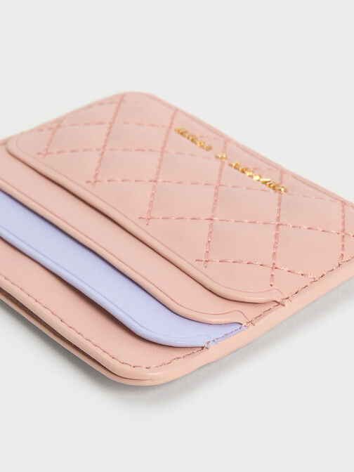 Quilted Multi-Slot Card Holder, Pink, hi-res