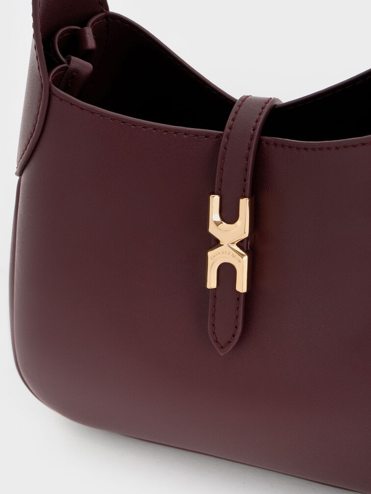 กระเป๋าโฮโบมินิรุ่น Adalyn, สีไวน์เบอร์รี่เรด, hi-res