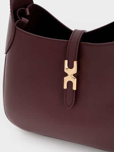 กระเป๋าโฮโบมินิรุ่น Adalyn, สีไวน์เบอร์รี่เรด, hi-res