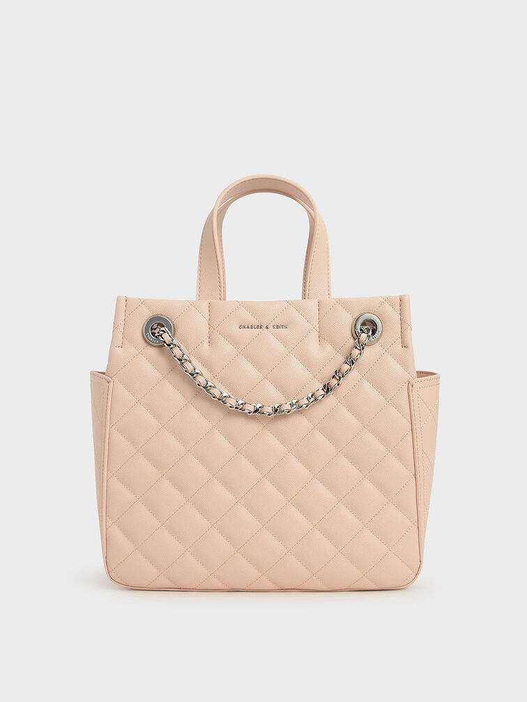 Quilted Braided Chain Tote Bag, , hi-res