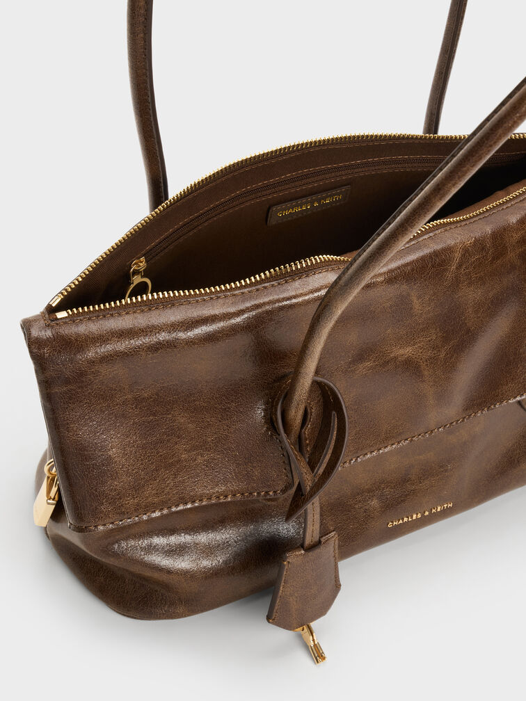 Aveline Front-Flap Shoulder Bag, Pecan Brown, hi-res