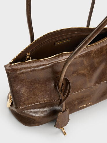 Aveline Front-Flap Shoulder Bag, Pecan Brown, hi-res