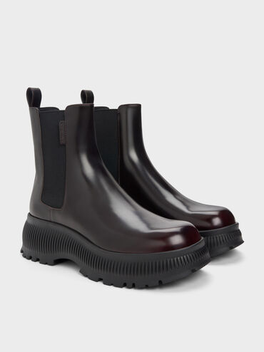 Darra Ridged-Sole Ankle Boots, Burgundy, hi-res