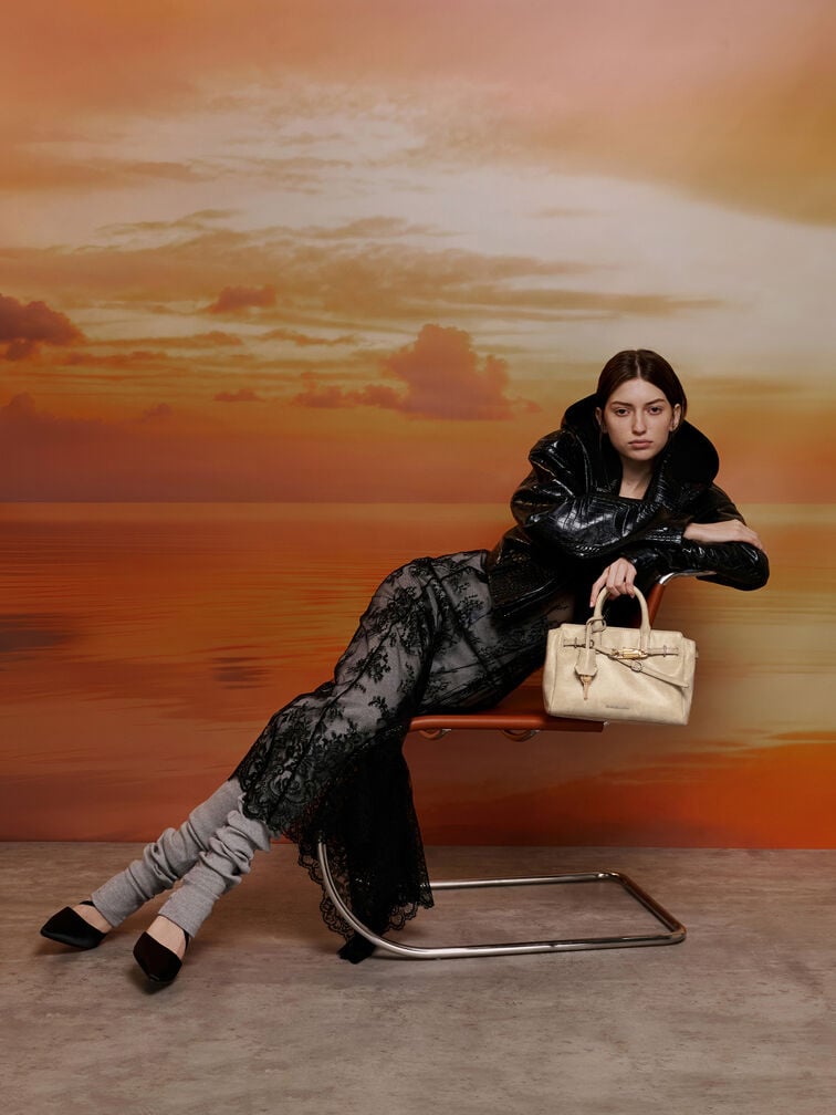 กระเป๋าโท้ทขนาดมินิรุ่น Delfina, สีแซนด์, hi-res