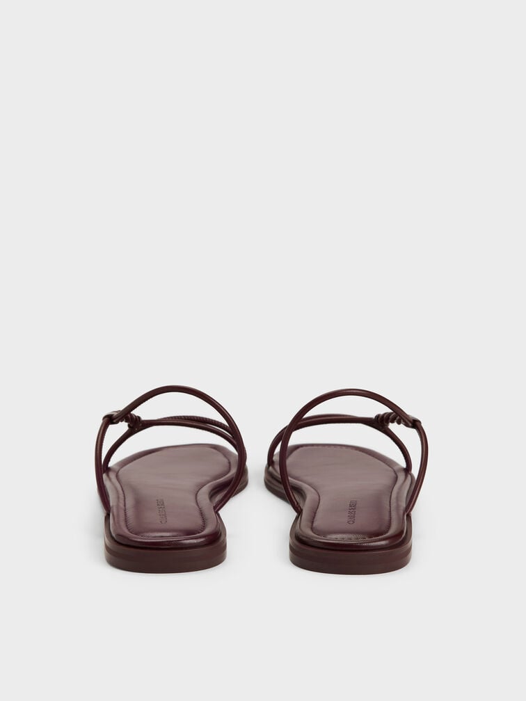 Fianna Twist-Strap Slide Sandals, Burgundy, hi-res