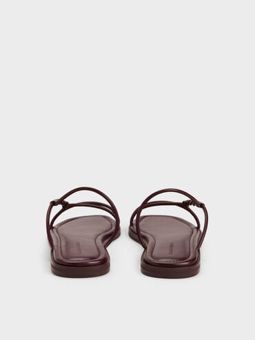 Fianna Twist-Strap Slide Sandals, Burgundy, hi-res