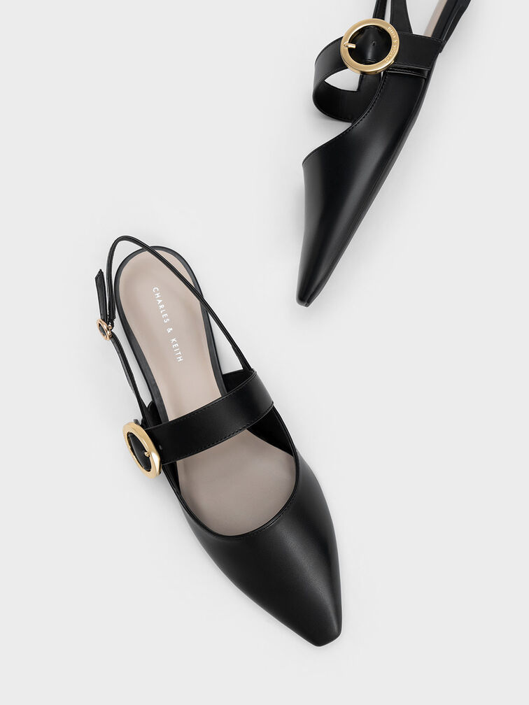 Buckled Strap Slingback Flats, , hi-res