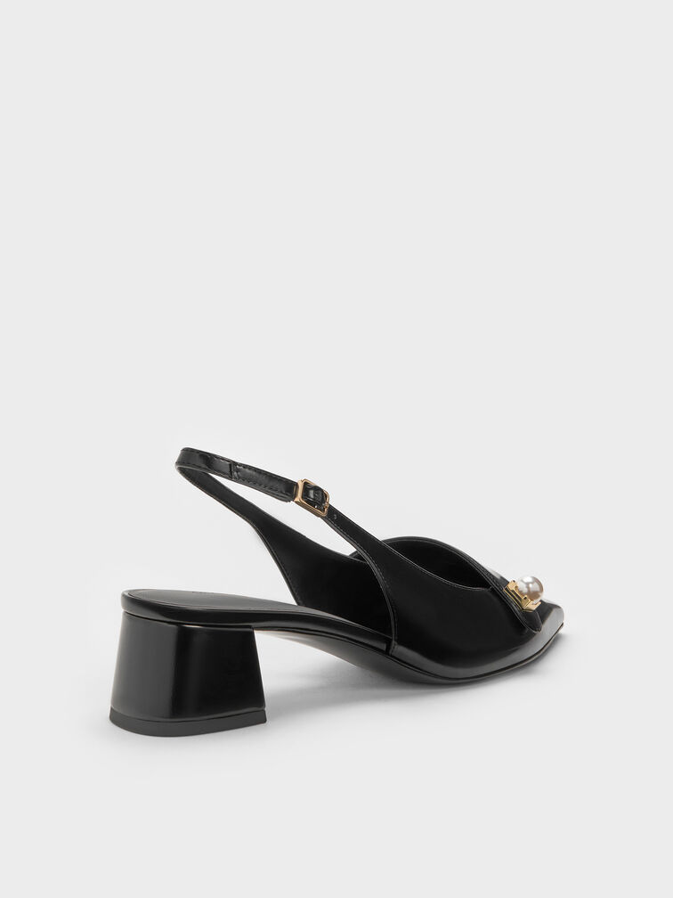 Marie Pearl Slingback Pumps, Black Boxed, hi-res