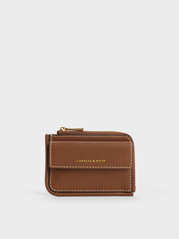 Lyla Front-Pocket Card Holder, Chocolate, hi-res