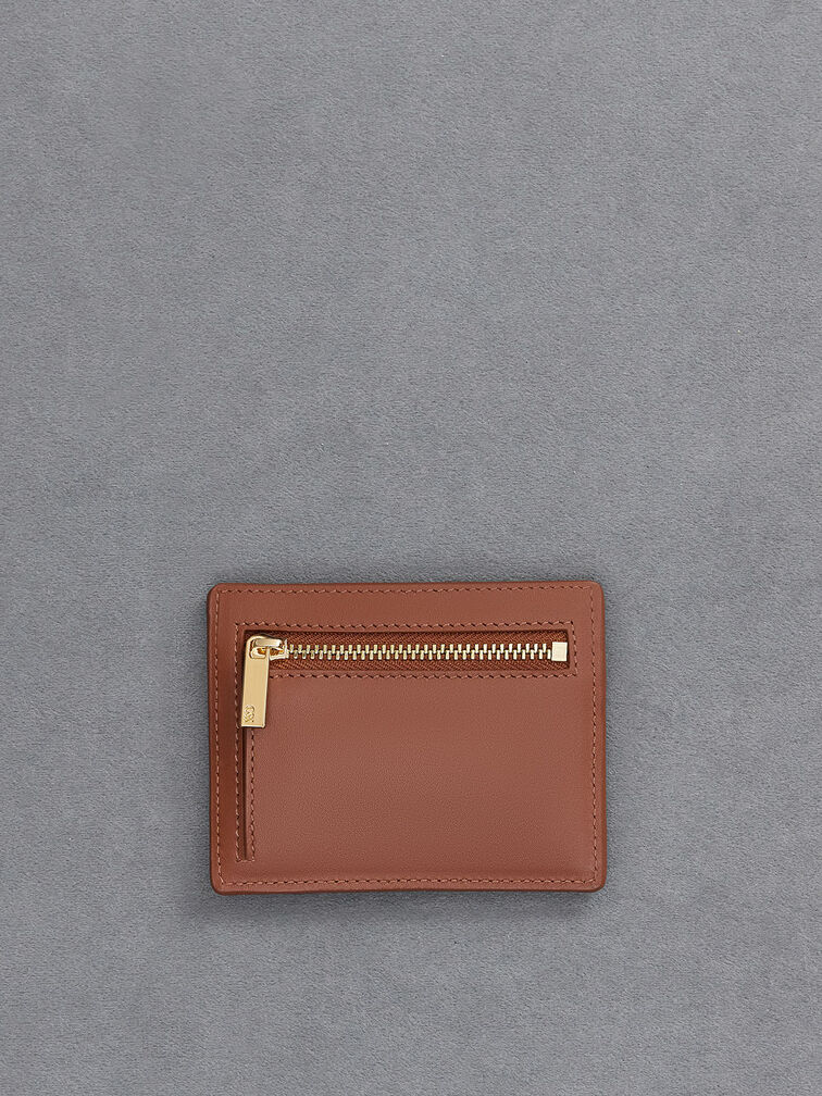 Carli Leather Multi-Slot Card Holder, Cognac, hi-res