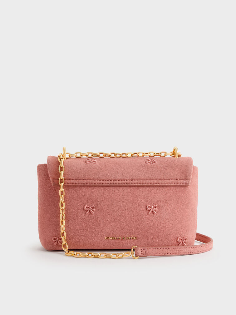 กระเป๋าสะพายไหล่ลายนูนดีเทลจับจีบย่นรุ่น Halsey, Blush Pink, hi-res