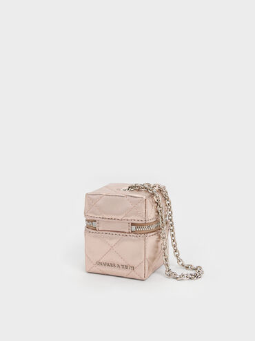 Janie Metallic Quilted Micro Bag, Rose Gold, hi-res
