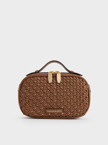 กระเป๋าสะพายข้างดีเทลงานสานรุ่น Azure, สีช็อคโกแลต, hi-res