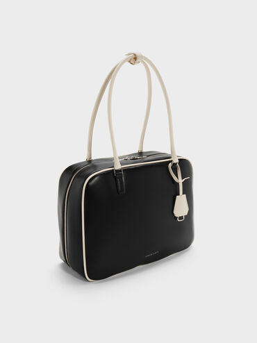 กระเป๋าทรงโบว์ลิ่งดีไซน์แบบทูโทนไซซ์ใหญ่รุ่น Sianna, สีมัลติ, hi-res