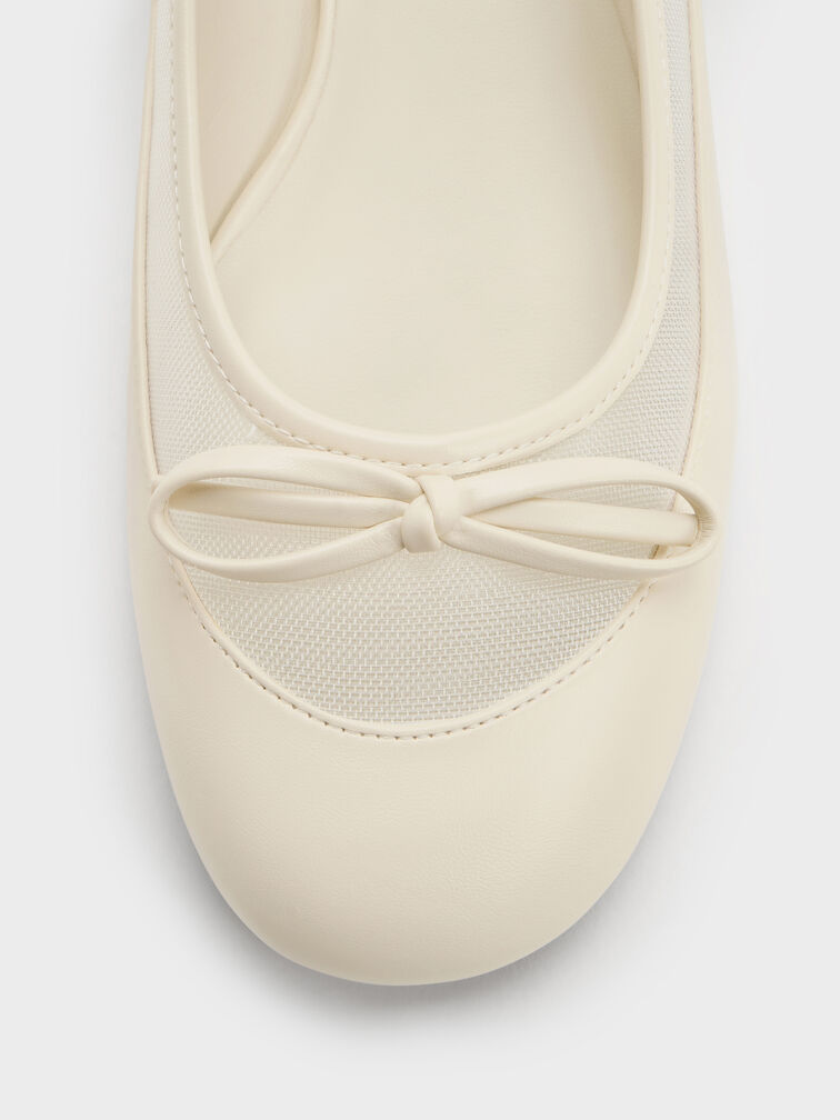 รองเท้าแมรี่เจนวัสดุผ้าตาข่ายรุ่น Mulligan, สีชอล์ค, hi-res