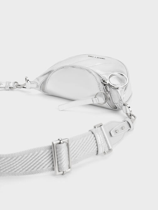 Philomena Crinkle-Effect Half-Moon Crossbody Bag, , hi-res