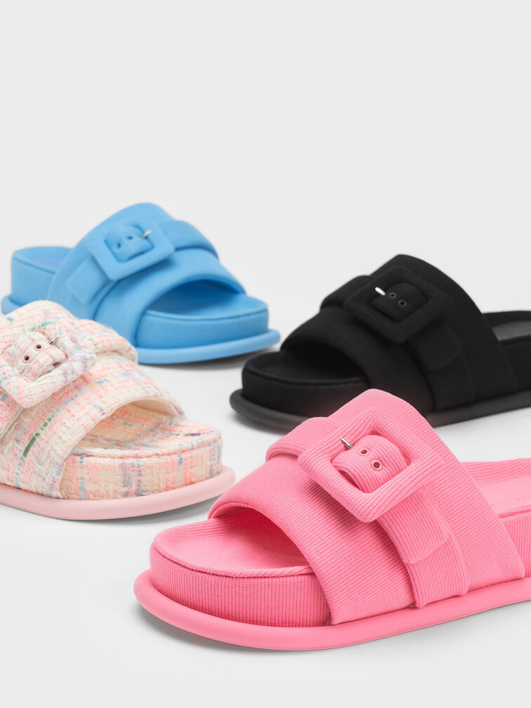 Sinead Woven Buckled Slide Sandals, , hi-res
