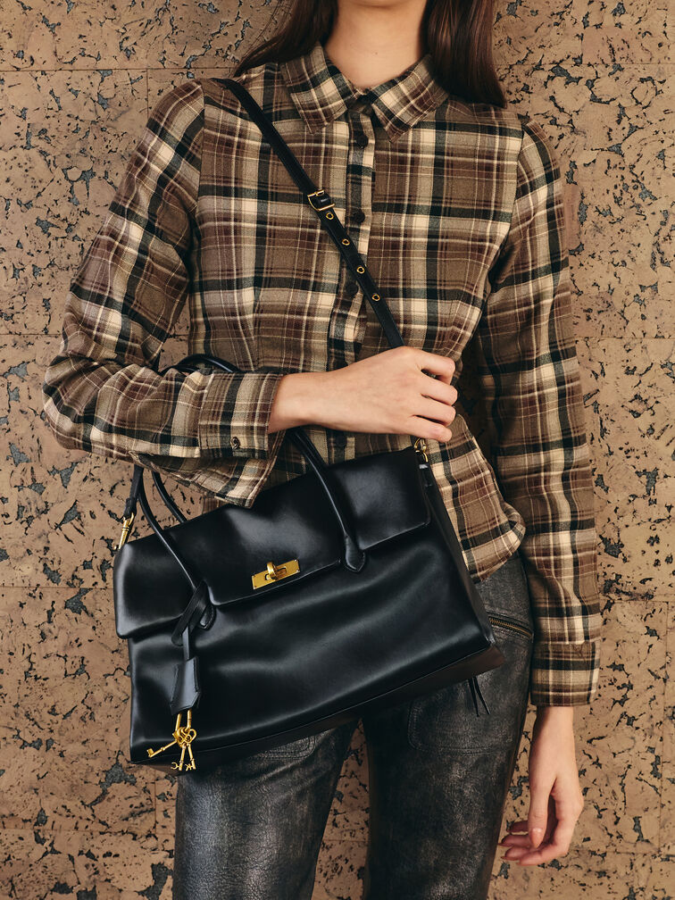 Kerry Trapeze Tote Bag, Black, hi-res