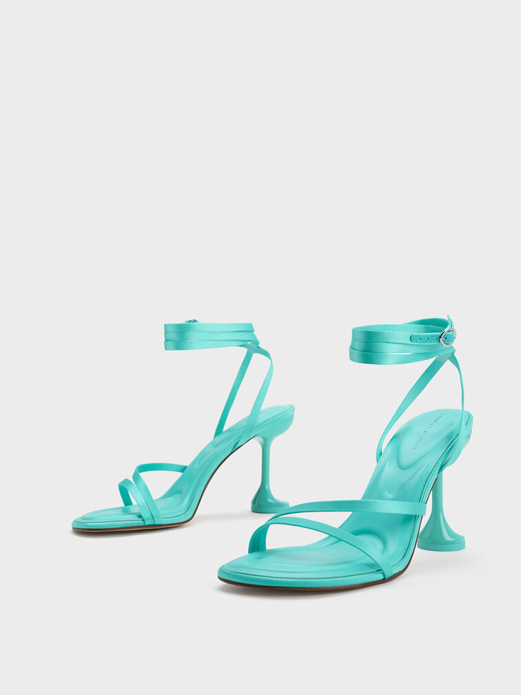 Celestine Sculptural Heel Strappy Sandals, สีฟ้า, hi-res