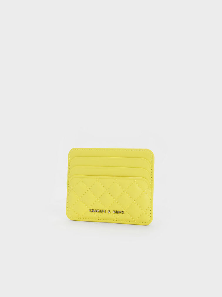 กระเป๋าใส่บัตรดีไซน์ลายควิลท์รุ่น Cleo, สีเหลือง, hi-res