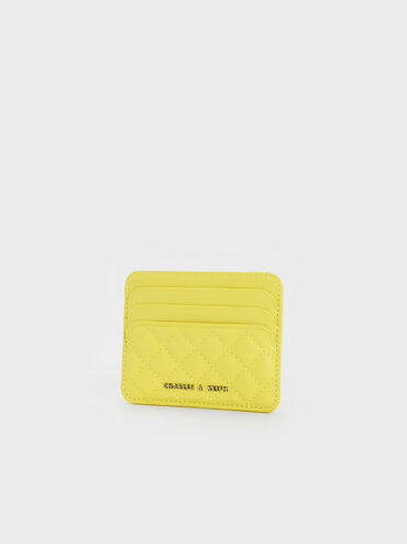 กระเป๋าใส่บัตรดีไซน์ลายควิลท์รุ่น Cleo, สีเหลือง, hi-res