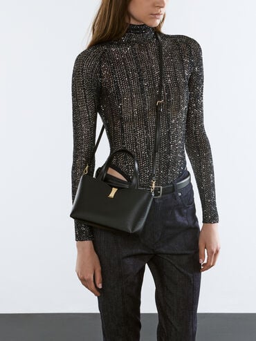 Lilibet Metallic-Accent Tote Bag, Black, hi-res