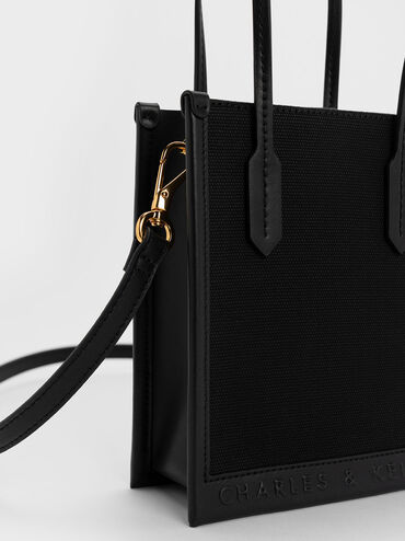 Oona Canvas Geometric Tote Bag, Black, hi-res