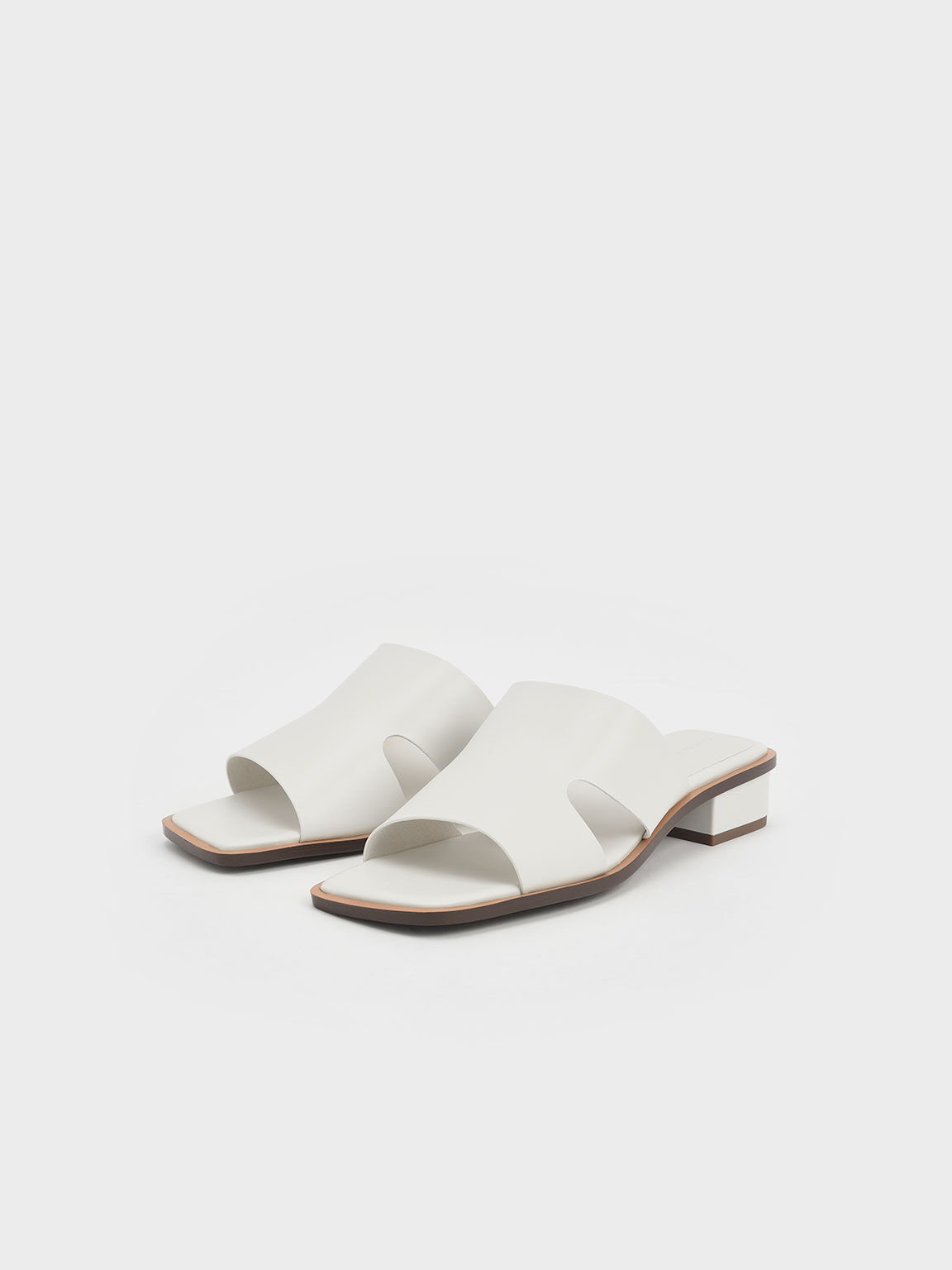 Cut-Out Mules, White, hi-res