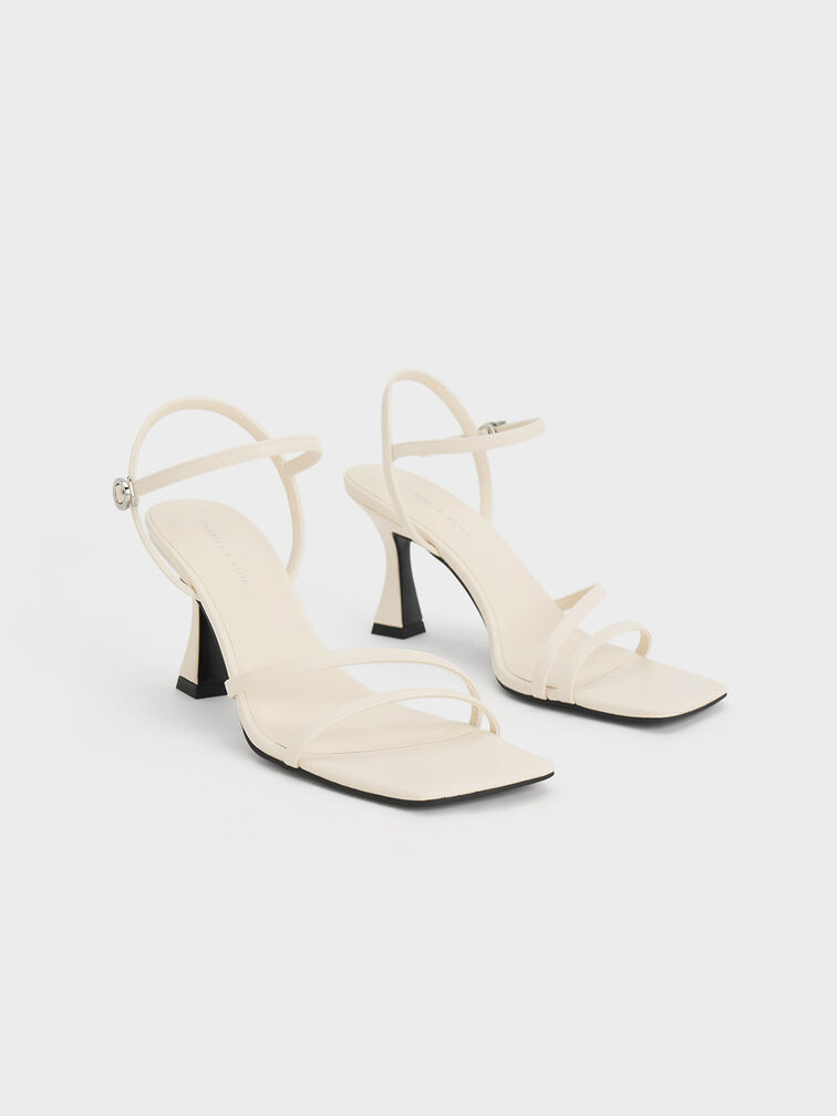 Strappy Trapeze Heel Sandals, Chalk, hi-res