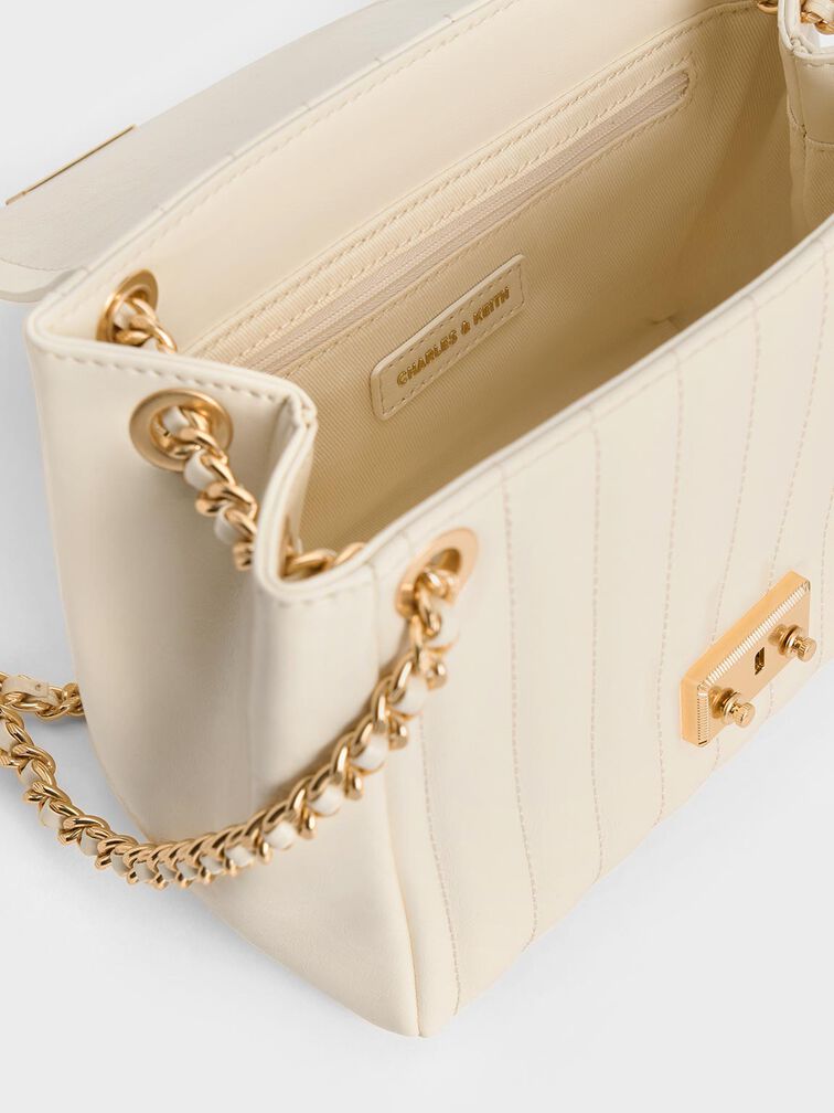Donna Crinkle-Effect Shoulder Bag, Cream, hi-res