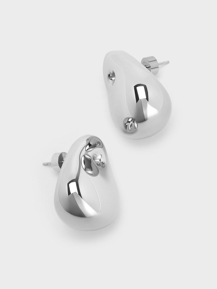 Eimear Teardrop Stud Earrings, Silver, hi-res