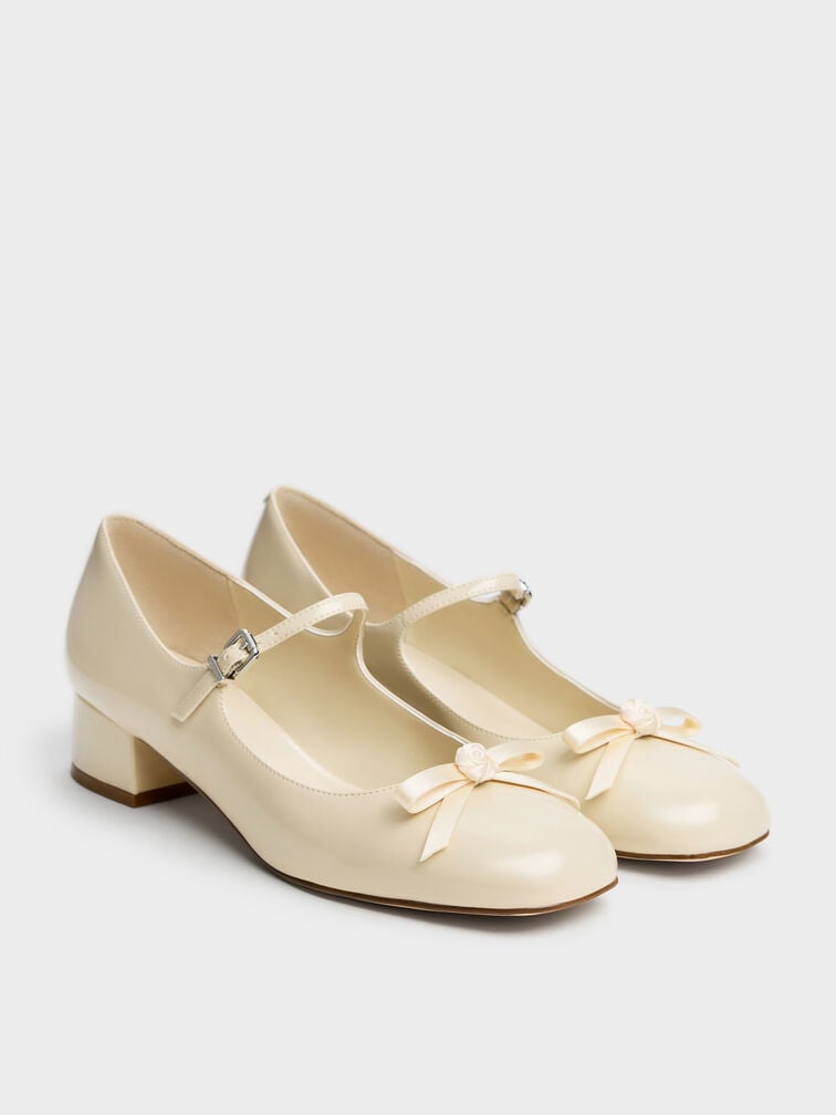 Kelis Rose-Bow Mary Jane Pumps, Beige, hi-res