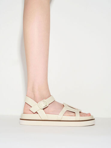 Easley Cut-Out Buckled Sandals, Chalk, hi-res