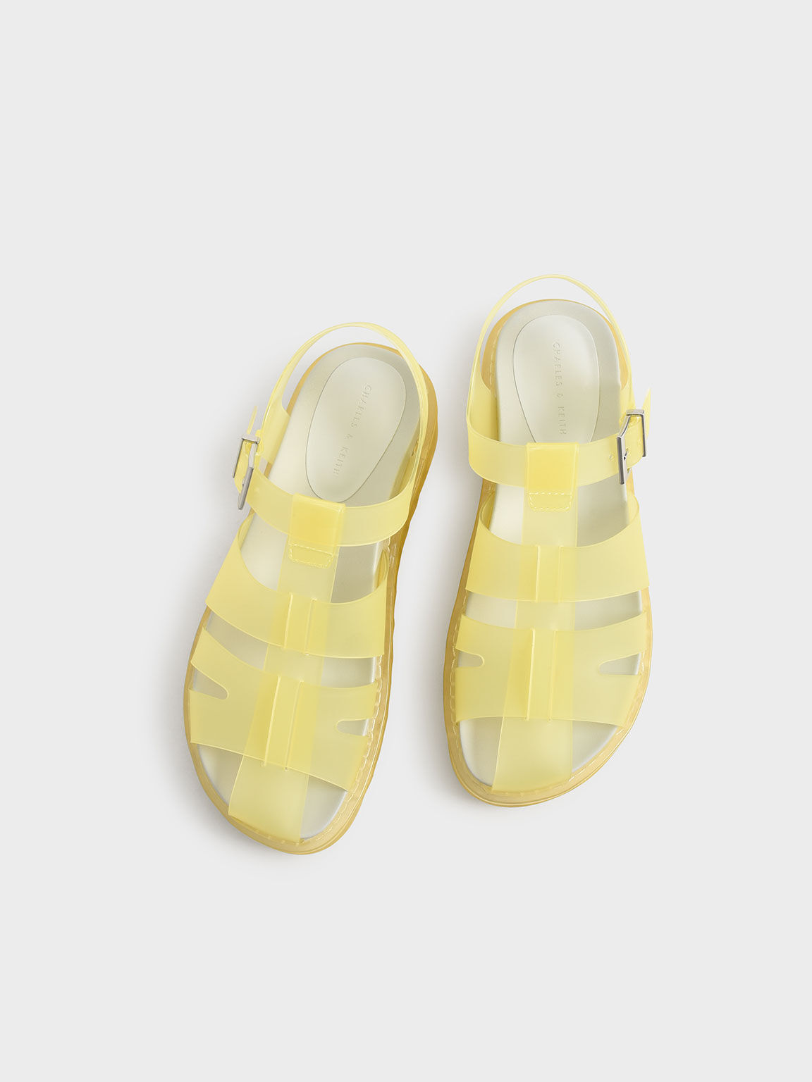 Translucent Caged Sandals, Yellow, hi-res